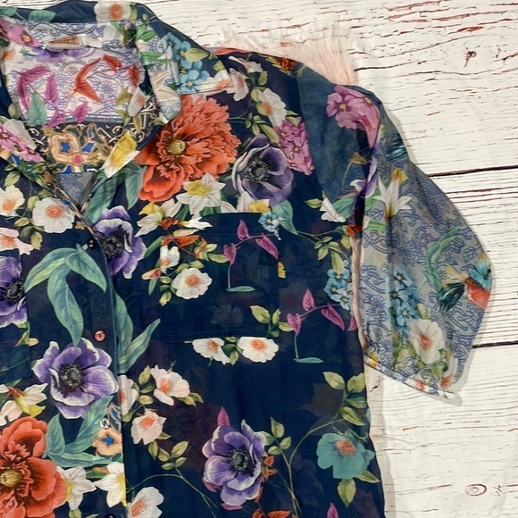 Johnny Was floral paria shirt tunic dress in multi - Picture 7 of 10
